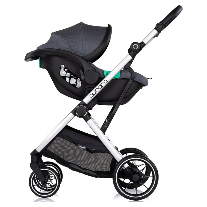 Carucior Chipolino Aurora 3 in 1, pana la 22 kg, scoica auto i-size, cadru usor, pliere usoara, husa picioare, sezut reversibil, gentuta inclusa, Charcoal [13]