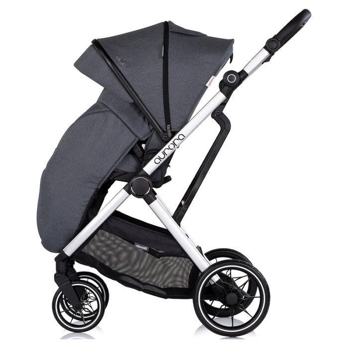 Carucior Chipolino Aurora 3 in 1, pana la 22 kg, scoica auto i-size, cadru usor, pliere usoara, husa picioare, sezut reversibil, gentuta inclusa, Charcoal [11]