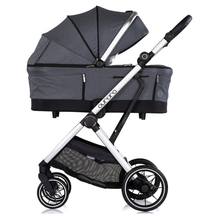 Carucior Chipolino Aurora 3 in 1, pana la 22 kg, scoica auto i-size, cadru usor, pliere usoara, husa picioare, sezut reversibil, gentuta inclusa, Charcoal [4]