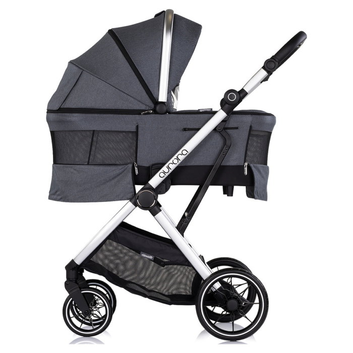 Carucior Chipolino Aurora 3 in 1, pana la 22 kg, scoica auto i-size, cadru usor, pliere usoara, husa picioare, sezut reversibil, gentuta inclusa, Charcoal [5]