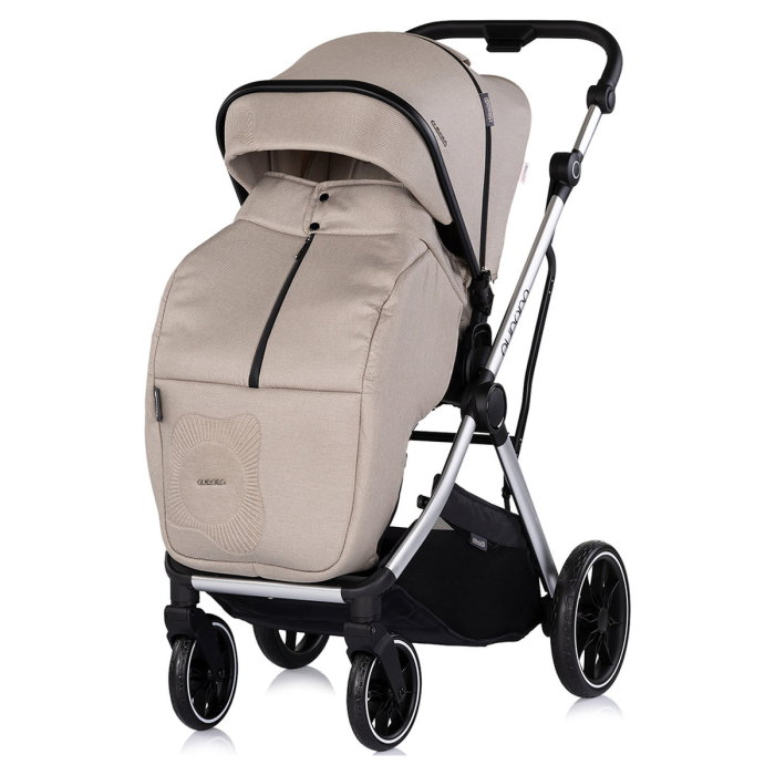 Carucior Chipolino Aurora 3 in 1, pana la 22 kg, scoica auto i-size, cadru usor, pliere usoara, husa picioare, sezut reversibil, gentuta inclusa, Latte [7]