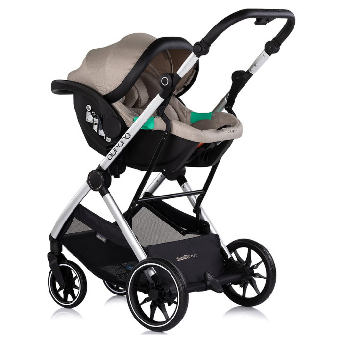 Carucior Chipolino Aurora 3 in 1, pana la 22 kg, scoica auto i-size, cadru usor, pliere usoara, husa picioare, sezut reversibil, gentuta inclusa, Latte [14]