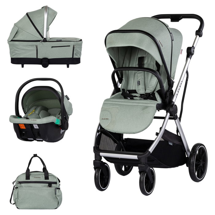 Carucior Chipolino Aurora 3 in 1, pana la 22 kg, scoica auto i-size, cadru usor, pliere usoara, husa picioare, sezut reversibil, gentuta inclusa, Matcha [1]