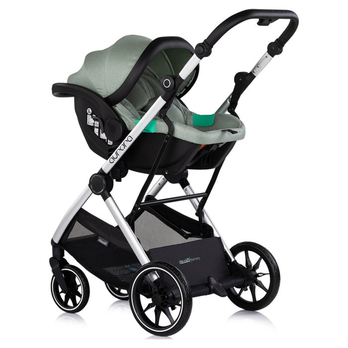 Carucior Chipolino Aurora 3 in 1, pana la 22 kg, scoica auto i-size, cadru usor, pliere usoara, husa picioare, sezut reversibil, gentuta inclusa, Matcha [14]
