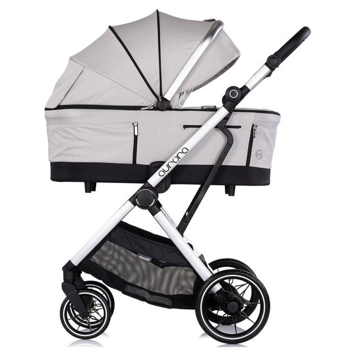 Carucior Chipolino Aurora 3 in 1, pana la 22 kg, scoica auto i-size, cadru usor, pliere usoara, husa picioare, sezut reversibil, gentuta inclusa, Platinum [4]