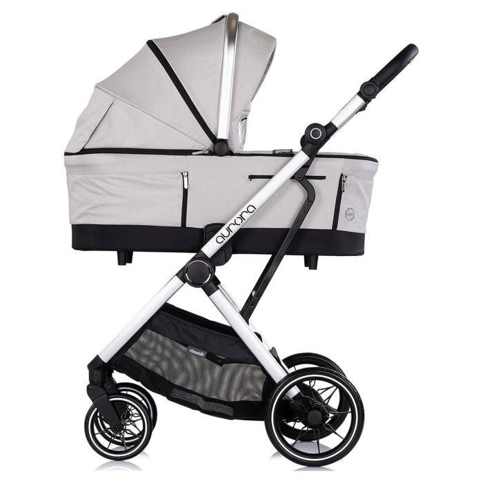 Carucior Chipolino Aurora 3 in 1, pana la 22 kg, scoica auto i-size, cadru usor, pliere usoara, husa picioare, sezut reversibil, gentuta inclusa, Platinum [3]