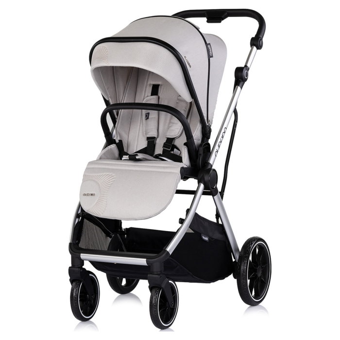 Carucior Chipolino Aurora 3 in 1, pana la 22 kg, scoica auto i-size, cadru usor, pliere usoara, husa picioare, sezut reversibil, gentuta inclusa, Platinum [6]