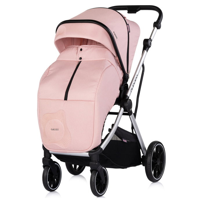 Carucior Chipolino Aurora 3 in 1, pana la 22 kg, scoica auto i-size, cadru usor, pliere usoara, husa picioare, sezut reversibil, gentuta inclusa, Powder pink - roz [7]