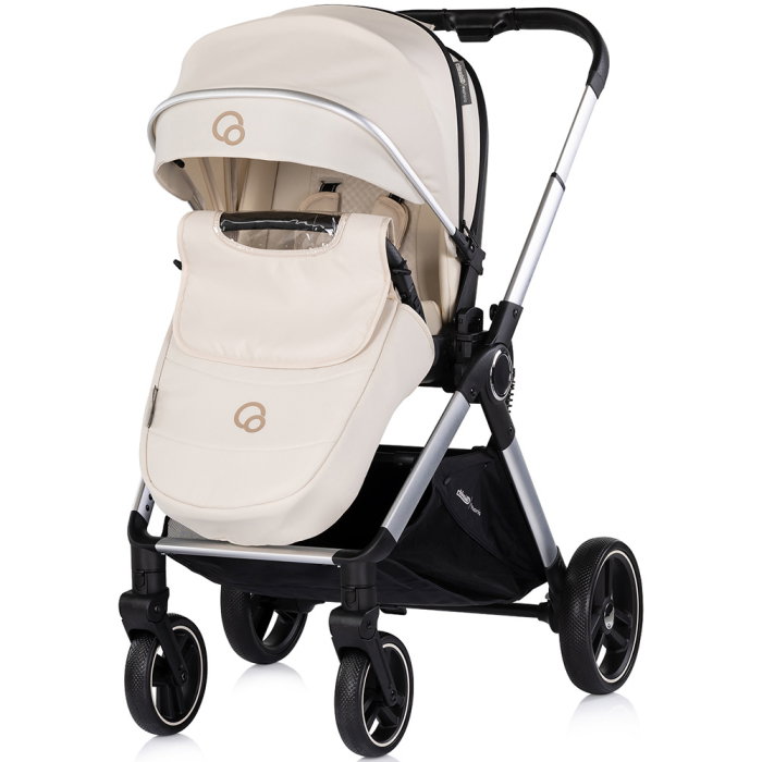 Carucior Chipolino Euphoria 3 in 1, de la nastere pana la 22 kg, include scoica auto i-size, cadru usor, pliere usoara, husa de picioare si geanta incluse, Cashmere [6]