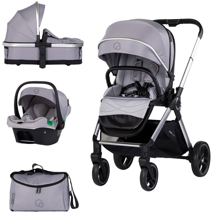 Carucior Chipolino Euphoria 3 in 1, de la nastere pana la 22 kg, include scoica auto i-size, cadru usor, pliere usoara, husa de picioare si geanta incluse, Platinum [1]