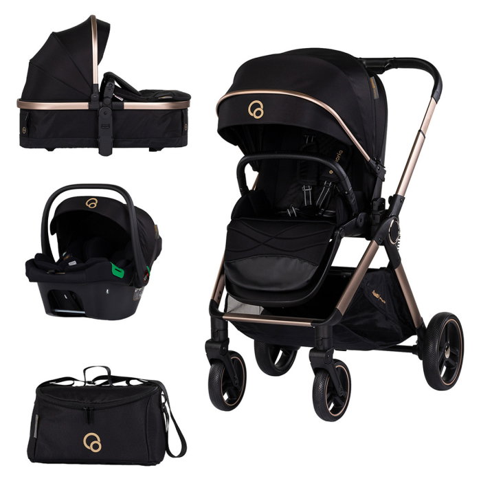 Carucior Chipolino Euphoria 3 in 1, de la nastere pana la 22 kg, include scoica auto i-size, cadru usor, pliere usoara, husa de picioare si geanta incluse, Noir [1]