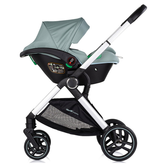 Carucior Chipolino Euphoria 3 in 1, de la nastere pana la 22 kg, include scoica auto i-size, cadru usor, pliere usoara, husa de picioare si geanta incluse, Matcha [12]