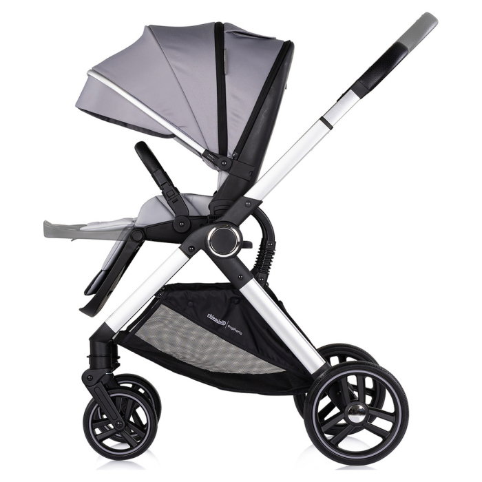 Carucior Chipolino Euphoria 3 in 1, de la nastere pana la 22 kg, include scoica auto i-size, cadru usor, pliere usoara, husa de picioare si geanta incluse, Platinum [8]