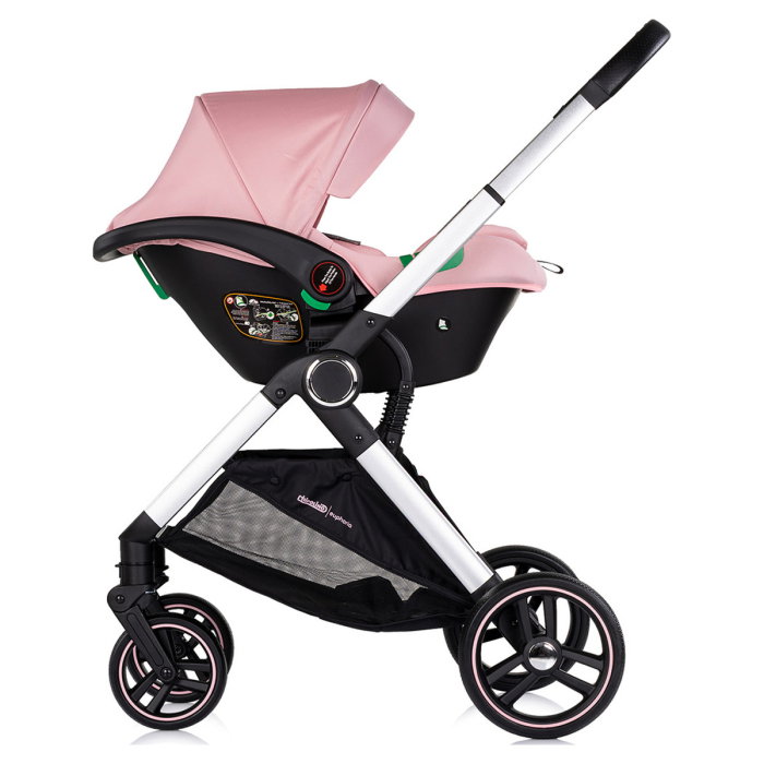 Carucior Chipolino Euphoria 3 in 1, de la nastere pana la 22 kg, include scoica auto i-size, cadru usor, pliere usoara, husa de picioare si geanta incluse, Powder pink [24]