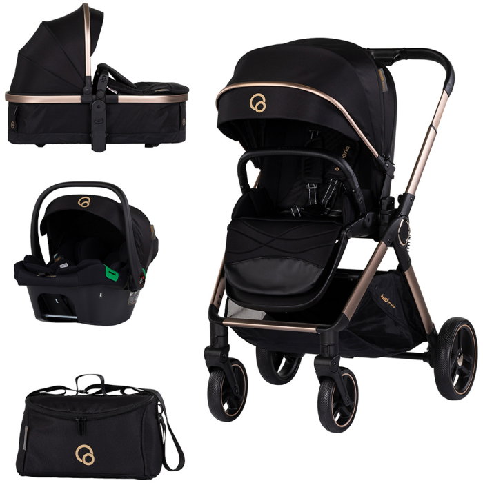 Carucior Chipolino Euphoria 3 in 1, de la nastere pana la 22 kg, include scoica auto i-size, cadru usor, pliere usoara, husa de picioare si geanta incluse, Noir [1]