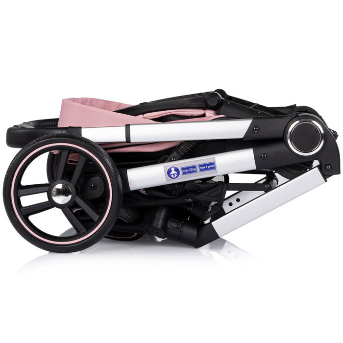Carucior Chipolino Euphoria 3 in 1, de la nastere pana la 22 kg, include scoica auto i-size, cadru usor, pliere usoara, husa de picioare si geanta incluse, Powder pink [14]