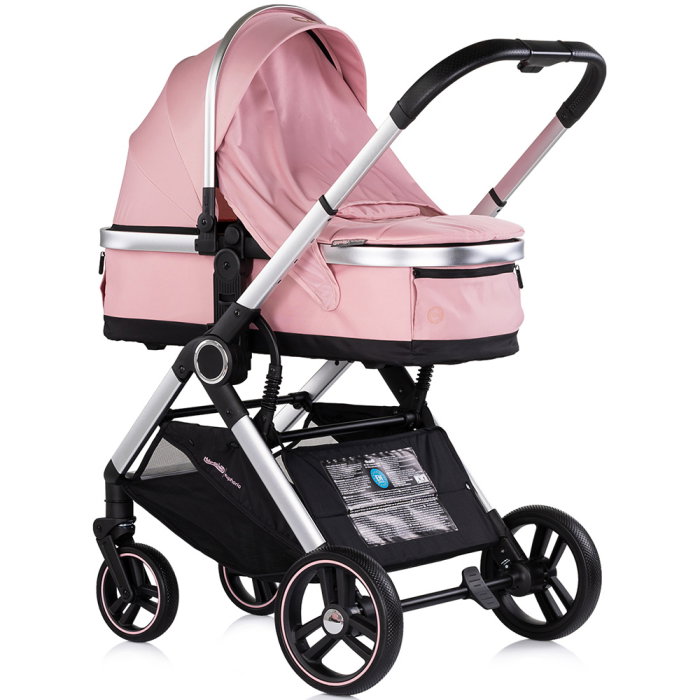 Carucior Chipolino Euphoria 3 in 1, de la nastere pana la 22 kg, include scoica auto i-size, cadru usor, pliere usoara, husa de picioare si geanta incluse, Powder pink [3]