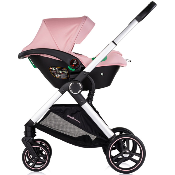 Carucior Chipolino Euphoria 3 in 1, de la nastere pana la 22 kg, include scoica auto i-size, cadru usor, pliere usoara, husa de picioare si geanta incluse, Powder pink [12]