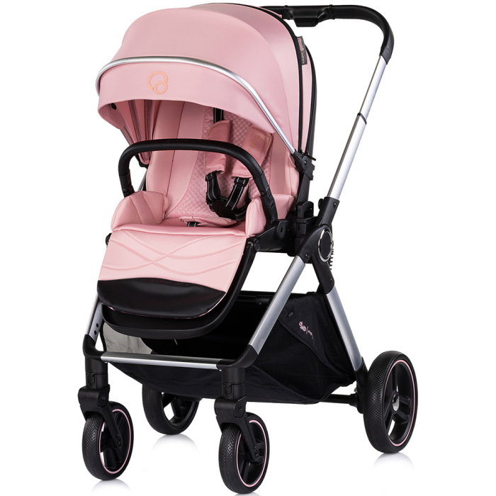 Carucior Chipolino Euphoria 3 in 1, de la nastere pana la 22 kg, include scoica auto i-size, cadru usor, pliere usoara, husa de picioare si geanta incluse, Powder pink [5]