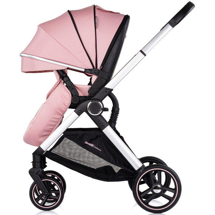 Carucior Chipolino Euphoria 3 in 1, de la nastere pana la 22 kg, include scoica auto i-size, cadru usor, pliere usoara, husa de picioare si geanta incluse, Powder pink [10]