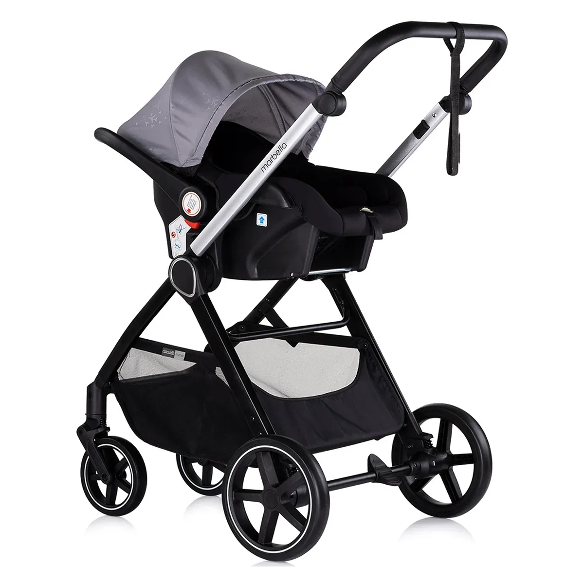 Carucior Bebe 3 in 1 Chipolino Marbella Cloud Grey, cu Landou, Scaun Auto i-Size si Geanta 0 luni [10]