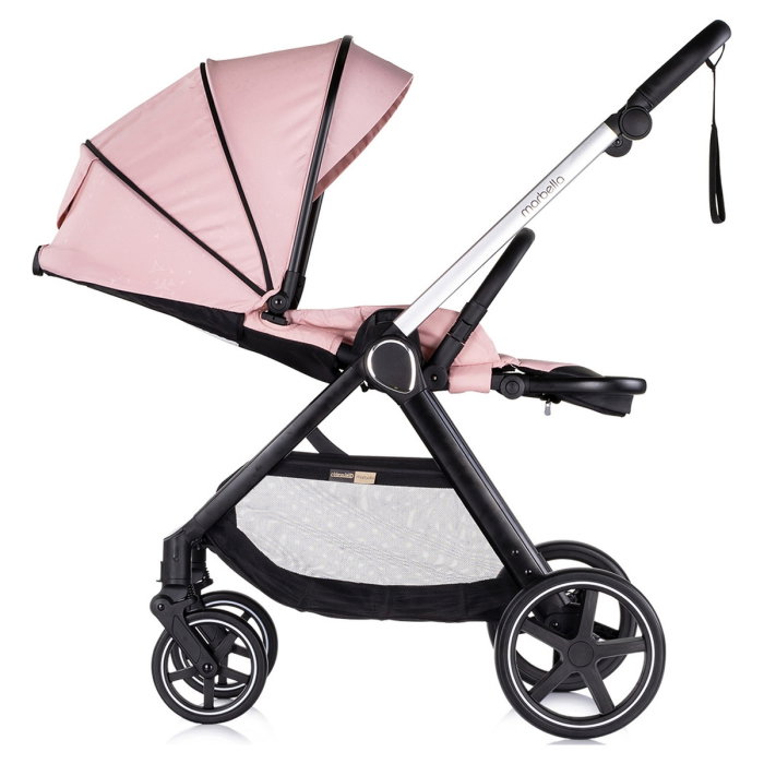 Carucior Chipolino Marbella 3 in 1, de la nastere pana la 22 kg, include scoica auto i-size, cadru usor, pliere compacta, sezut reversibil, gentuta inclusa, Pink marshmallow [8]