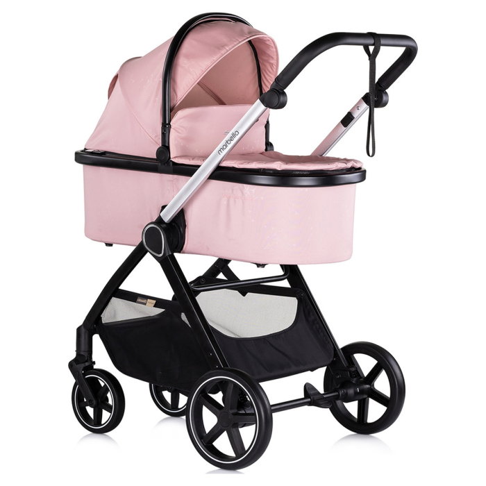 Carucior Chipolino Marbella 3 in 1, de la nastere pana la 22 kg, include scoica auto i-size, cadru usor, pliere compacta, sezut reversibil, gentuta inclusa, Pink marshmallow [2]