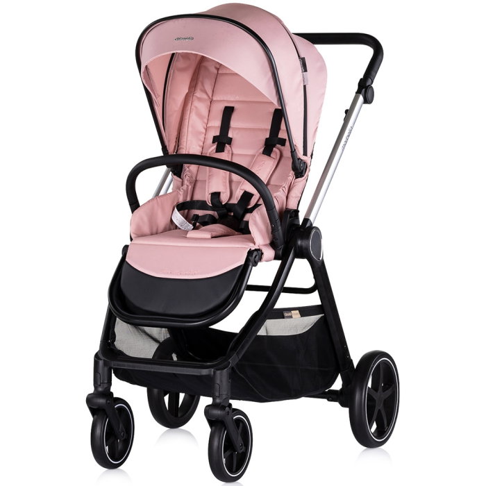 Carucior Chipolino Marbella 3 in 1, de la nastere pana la 22 kg, include scoica auto i-size, cadru usor, pliere compacta, sezut reversibil, gentuta inclusa, Pink marshmallow [4]