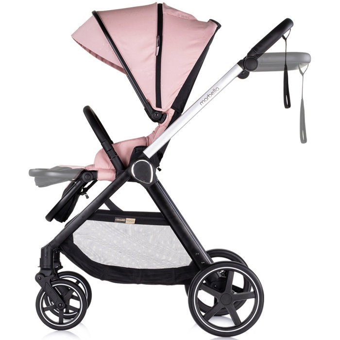Carucior Chipolino Marbella 3 in 1, de la nastere pana la 22 kg, include scoica auto i-size, cadru usor, pliere compacta, sezut reversibil, gentuta inclusa, Pink marshmallow [6]