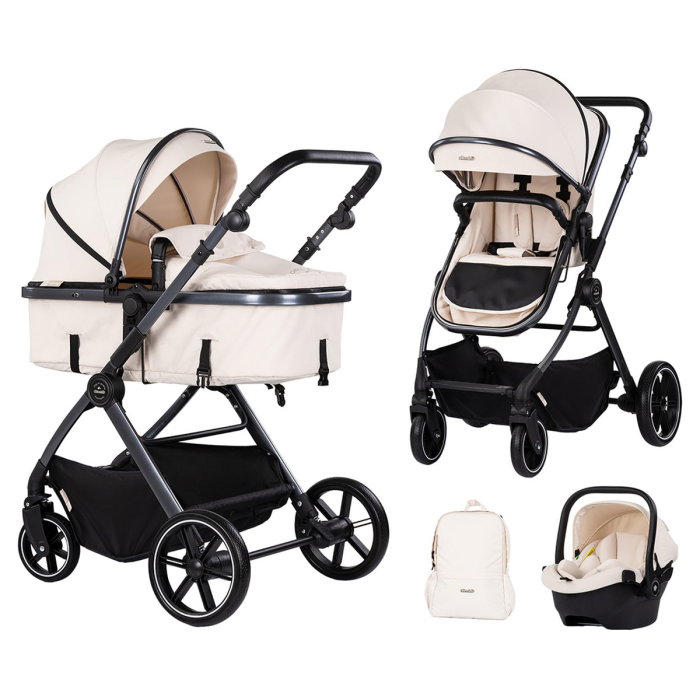 Carucior Chipolino Pearl 3 in 1, Cu scoica auto, Sezut reversibil, Husa de picioare, Gentuta parinti, Pana la 22 kg, Cashmere [1]