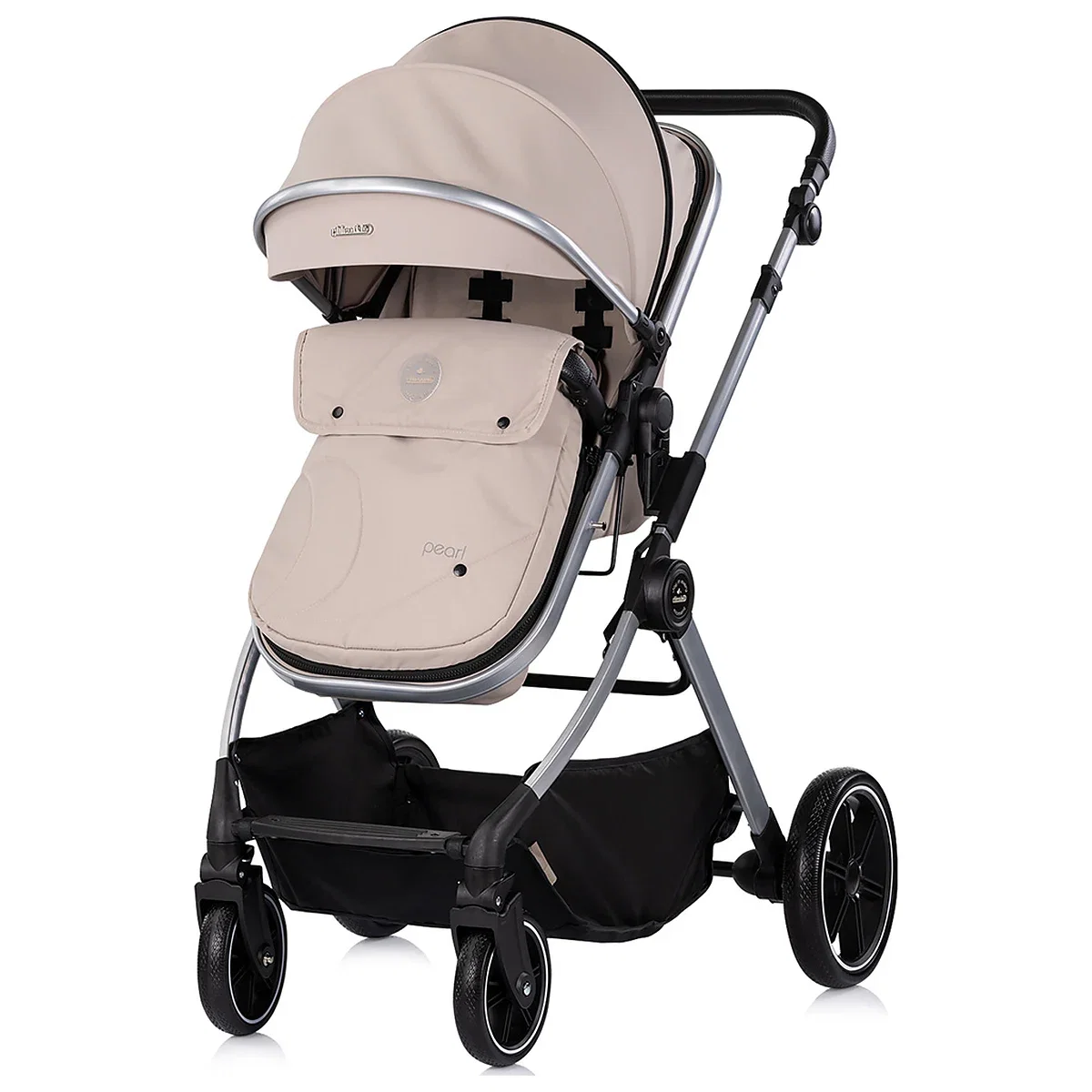 Carucior Chipolino Pearl 3 in 1, Cu scoica auto, Sezut reversibil, Husa de picioare, Gentuta parinti, Pana la 22 kg, Latte [4]