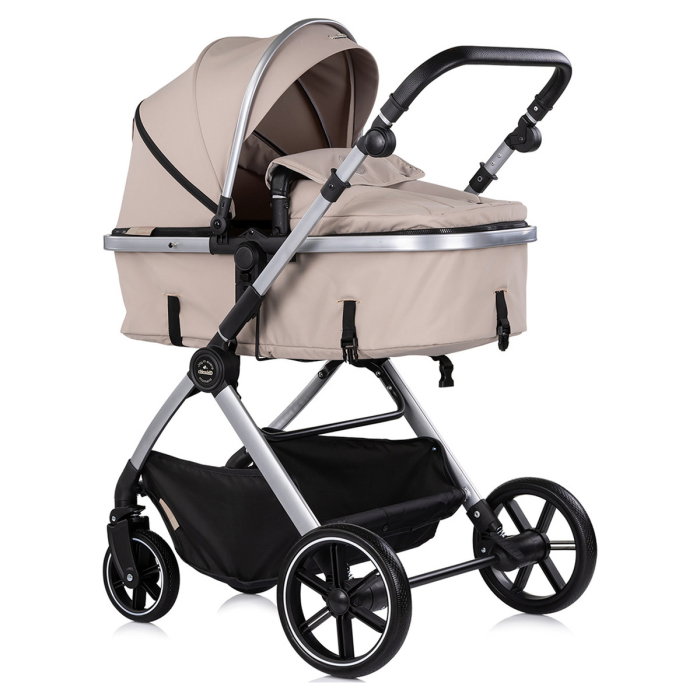 Carucior Chipolino Pearl 3 in 1, Cu scoica auto, Sezut reversibil, Husa de picioare, Gentuta parinti, Pana la 22 kg, Latte [2]