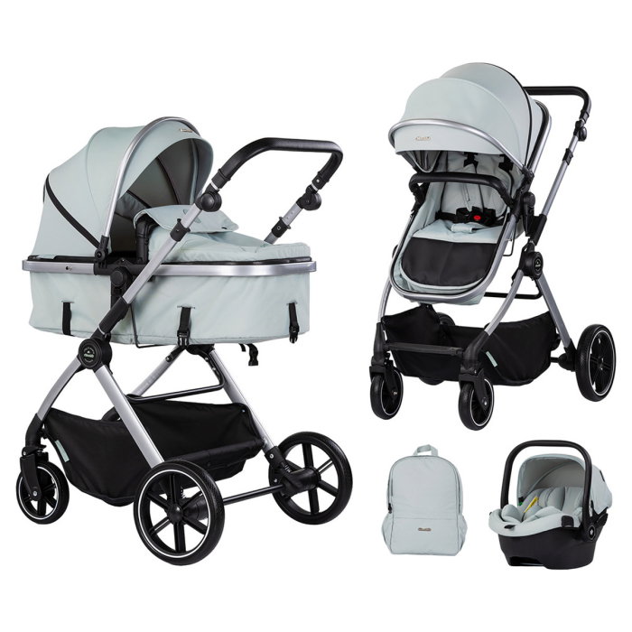 Carucior Chipolino Pearl 3 in 1, Cu scoica auto, Sezut reversibil, Husa de picioare, Gentuta parinti, Pana la 22 kg, Matcha [1]