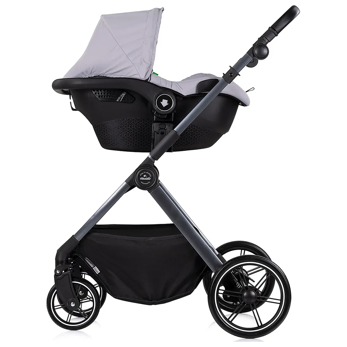 Carucior Chipolino Pearl 3 in 1, Cu scoica auto, Sezut reversibil, Husa de picioare, Gentuta parinti, Pana la 22 kg, Platinum [10]