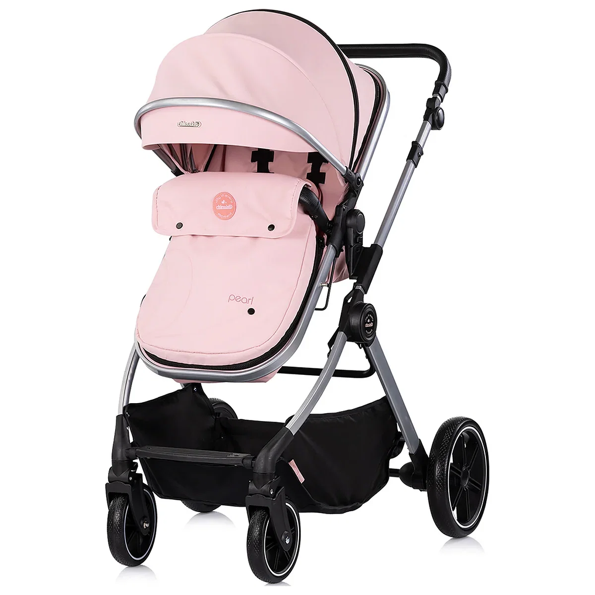 Carucior Chipolino Pearl 3 in 1, Cu scoica auto, Sezut reversibil, Husa de picioare, Gentuta parinti, Pana la 22 kg, Powder pink [4]