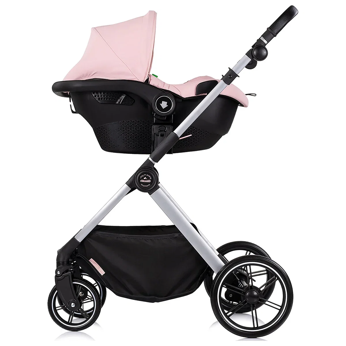 Carucior Chipolino Pearl 3 in 1, Cu scoica auto, Sezut reversibil, Husa de picioare, Gentuta parinti, Pana la 22 kg, Powder pink [10]