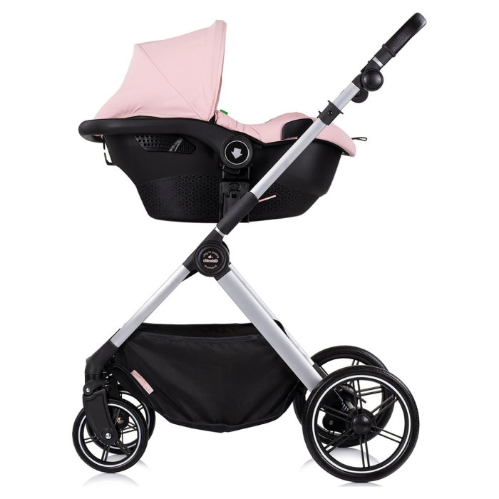 Carucior Chipolino Pearl 3 in 1, Cu scoica auto, Sezut reversibil, Husa de picioare, Gentuta parinti, Pana la 22 kg, Powder pink [10]