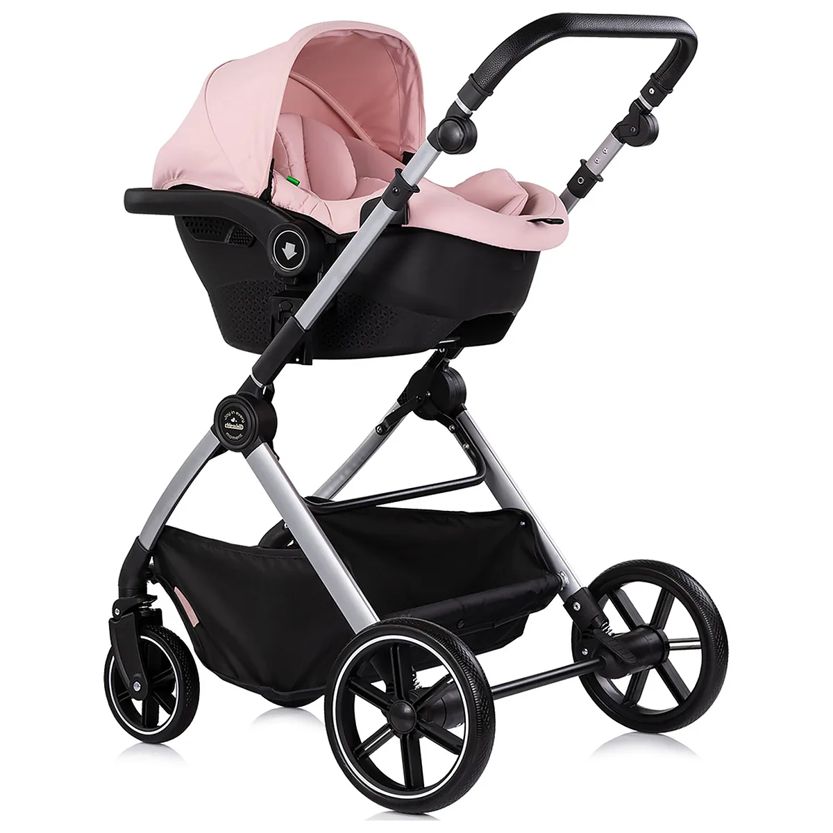 Carucior Chipolino Pearl 3 in 1, Cu scoica auto, Sezut reversibil, Husa de picioare, Gentuta parinti, Pana la 22 kg, Powder pink [11]