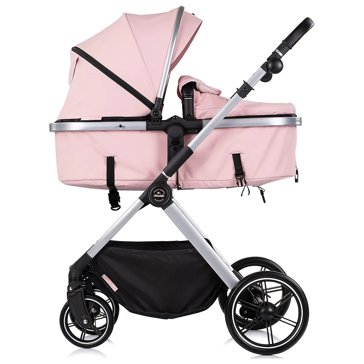 Carucior Chipolino Pearl 3 in 1, Cu scoica auto, Sezut reversibil, Husa de picioare, Gentuta parinti, Pana la 22 kg, Powder pink [9]