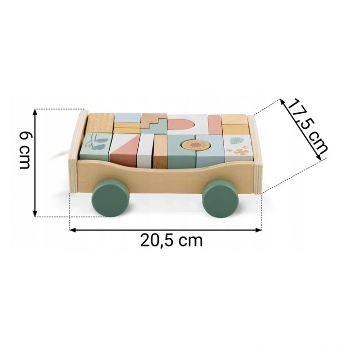 Carucior din lemn cu blocuri din lemn incluse, 20.5 x 17.5 x 6 cm, Nukido 18 luni+ [7]