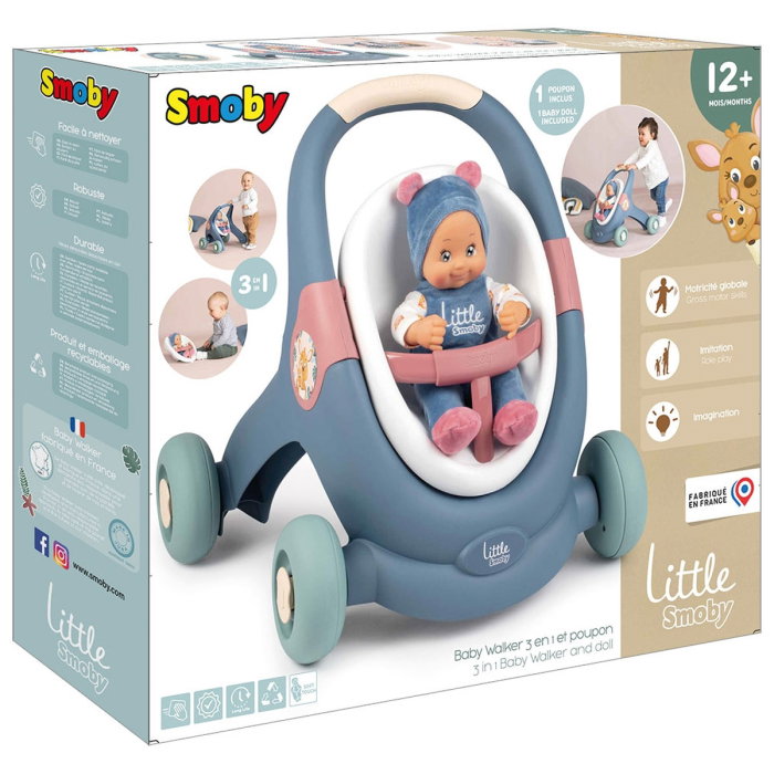 Carucior pentru papusi Smoby Baby Walker 3 in 1 cu papusa 1 an + [13]