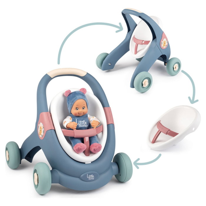 Carucior pentru papusi Smoby Baby Walker 3 in 1 cu papusa 1 an + [3]