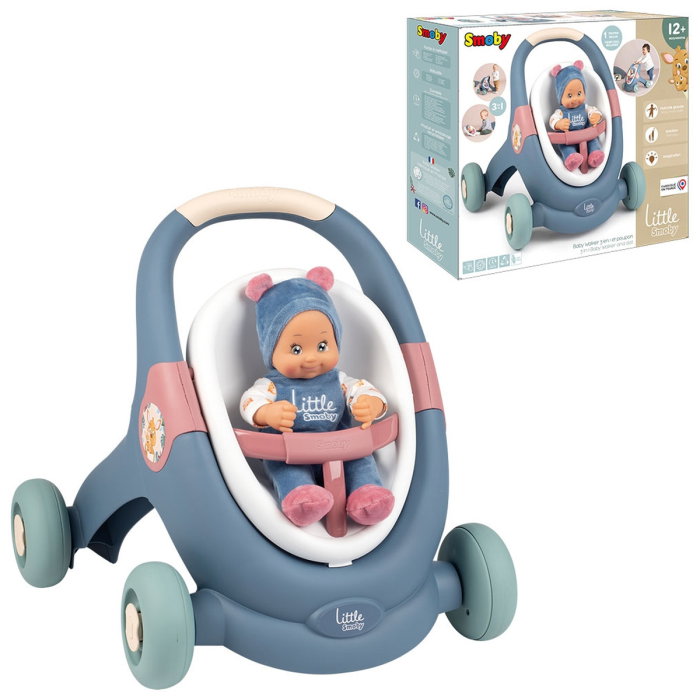 Carucior pentru papusi Smoby Baby Walker 3 in 1 cu papusa 1 an + [12]