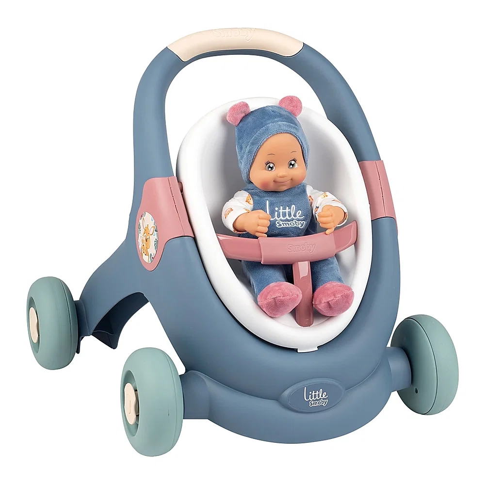 Carucior pentru papusi Smoby Baby Walker 3 in 1 cu papusa 1 an + [1]