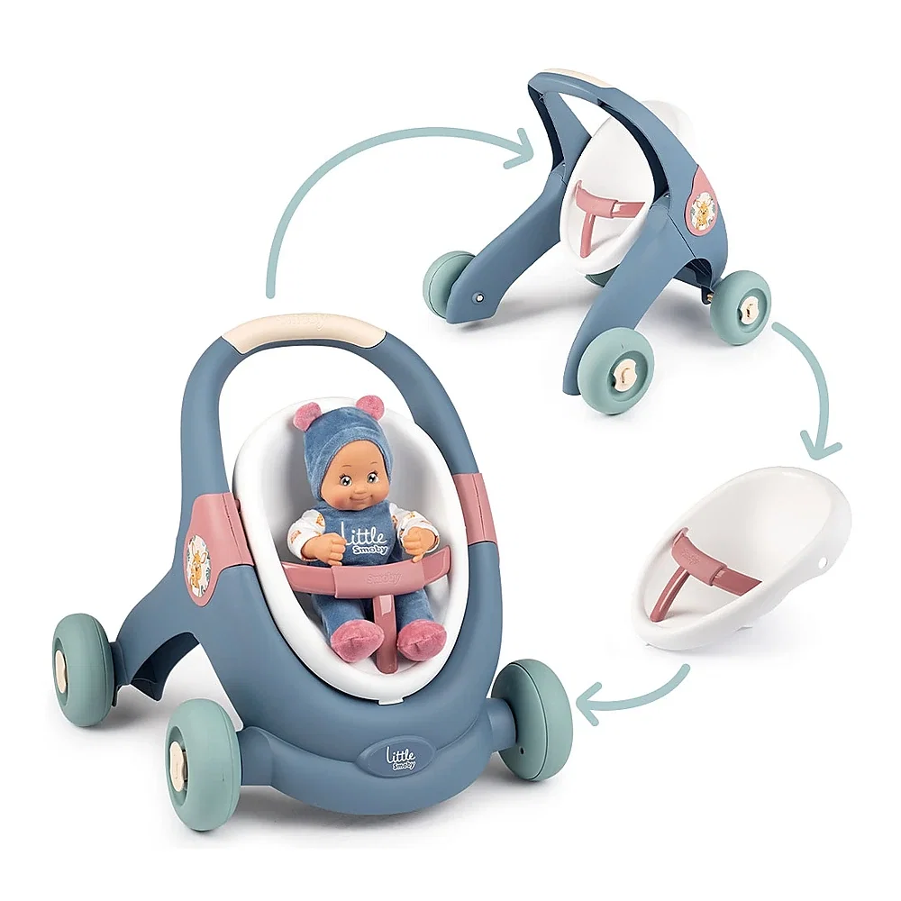 Carucior pentru papusi Smoby Baby Walker 3 in 1 cu papusa 1 an + [3]