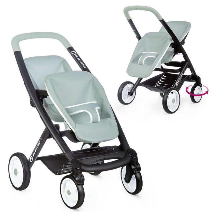 Carucior pentru papusi Smoby Maxi Cosi Twin albastru 3 ani + [2]
