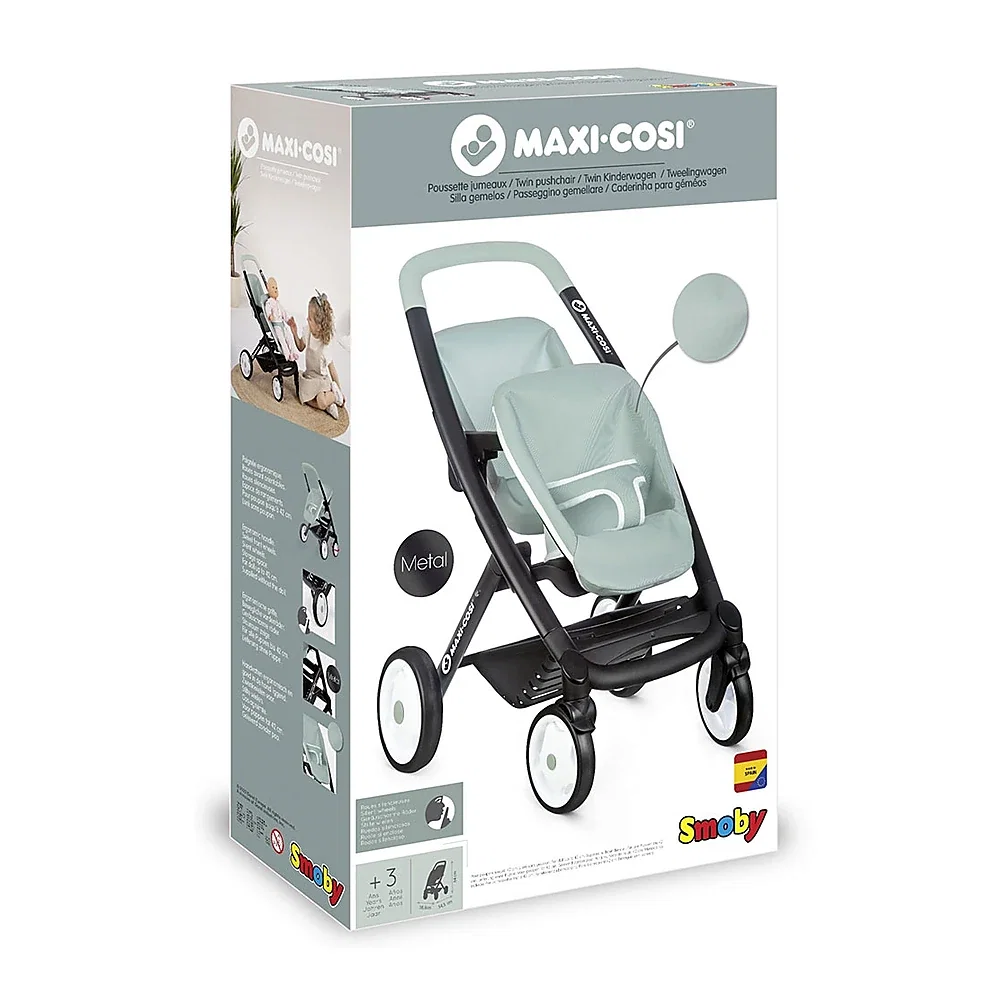 Carucior pentru papusi Smoby Maxi Cosi Twin albastru 3 ani + [6]