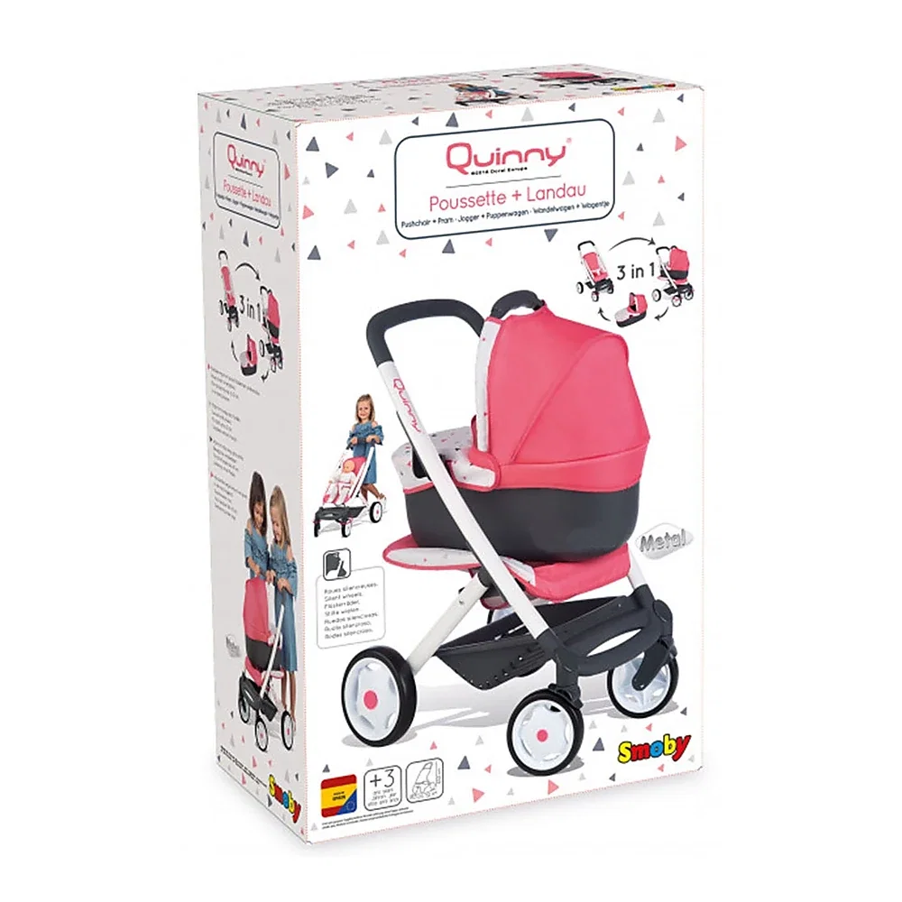 Carucior pentru papusi Smoby Quinny Combi 3 in 1 roz 3 ani [7]