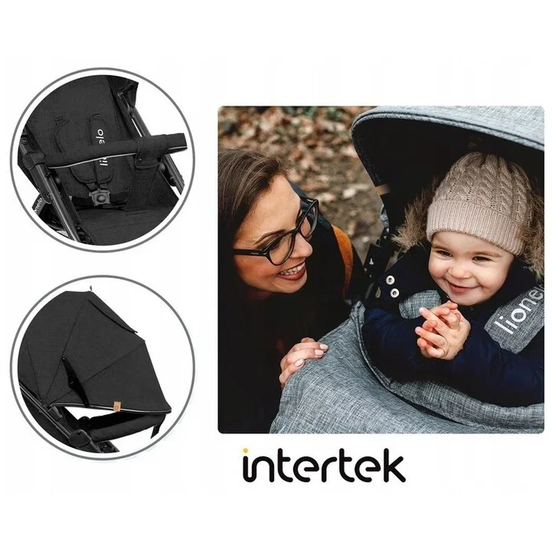 Carucior sport Annet Plus, De la nastere, Cu accesorii si capotina XXL reglabila, 0 - 22 Kg, Negru Lionelo [24]