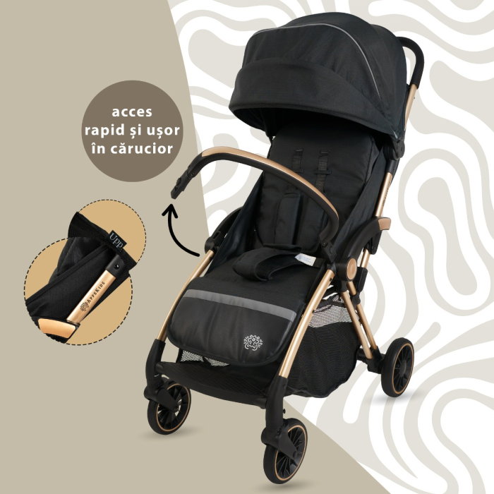 Carucior Sport AppeKids - Upp - Ultracompact, Pliere automata, De la nastere la 22 kg, Negru [5]